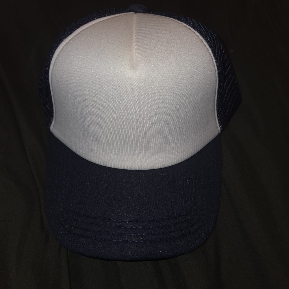 (NEW) NAVY BLUE & WHITE BLANK PLAIN HAT / CAP MESH TRUCKER STYLE-5 total